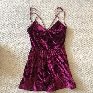 Pacsun Velvet Maroon Romper